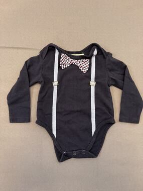 Beau Hudson Bow Tie Suspender Baby Bodysuit 0-3M #610